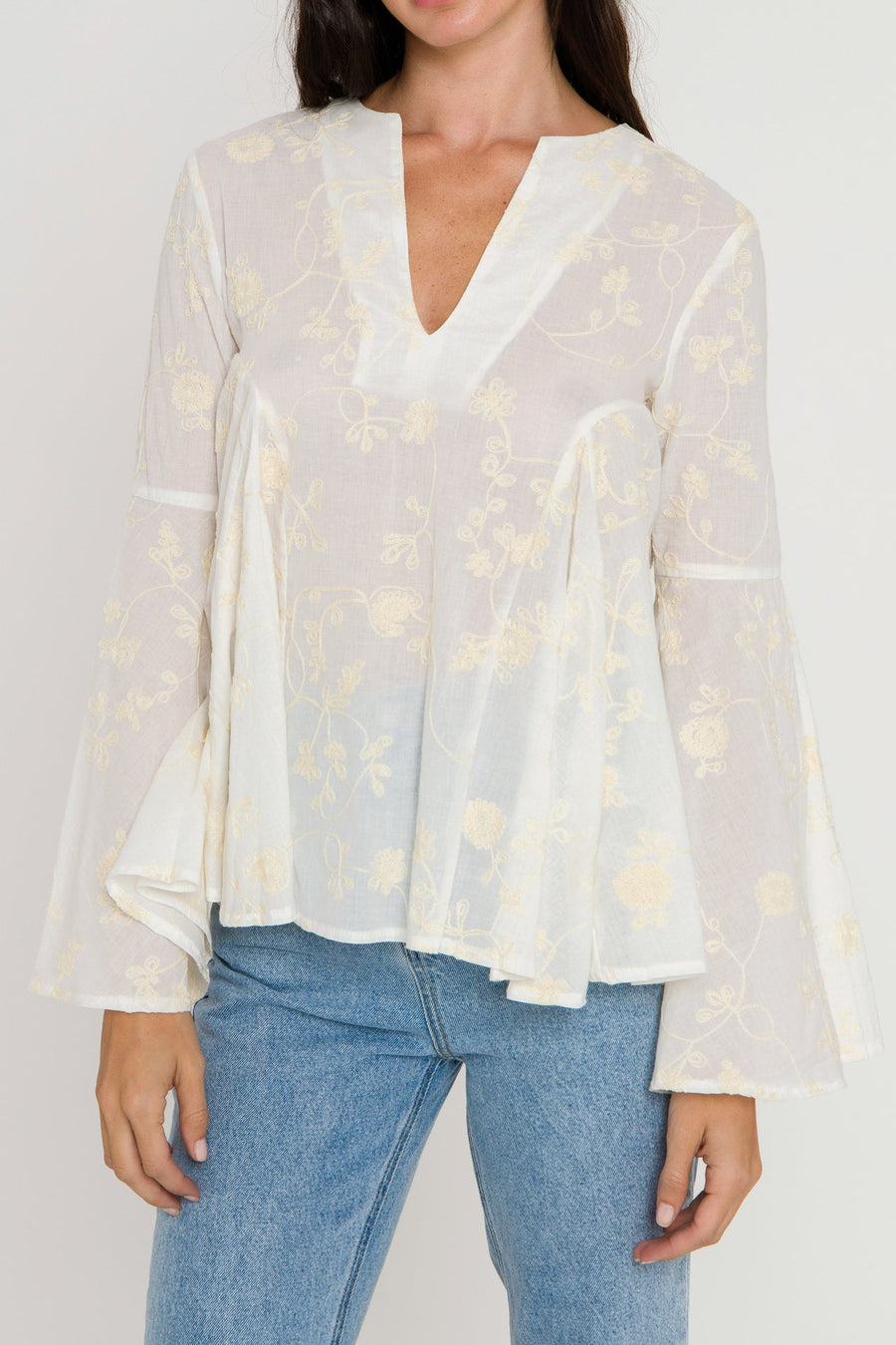 FREE THE ROSES - Embroidery Bell Sleeve Blouse - SHIRTS & BLOUSES available at Objectrare