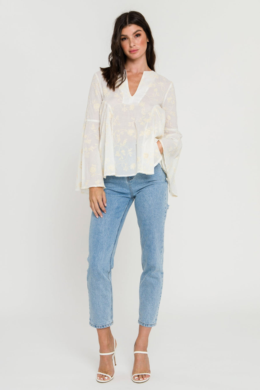 FREE THE ROSES - Embroidery Bell Sleeve Blouse - SHIRTS & BLOUSES available at Objectrare