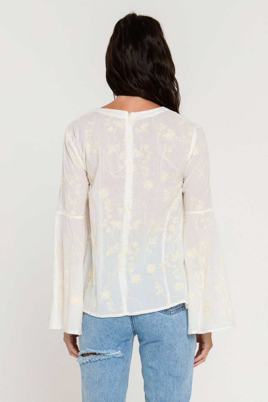 FREE THE ROSES - Embroidery Bell Sleeve Blouse - SHIRTS & BLOUSES available at Objectrare