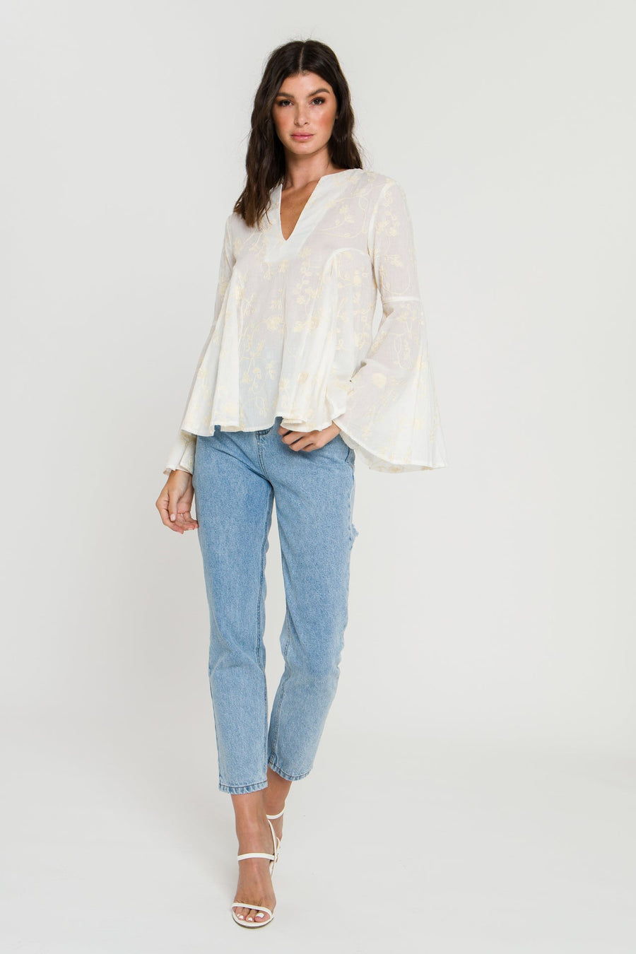 FREE THE ROSES - Embroidery Bell Sleeve Blouse - SHIRTS & BLOUSES available at Objectrare
