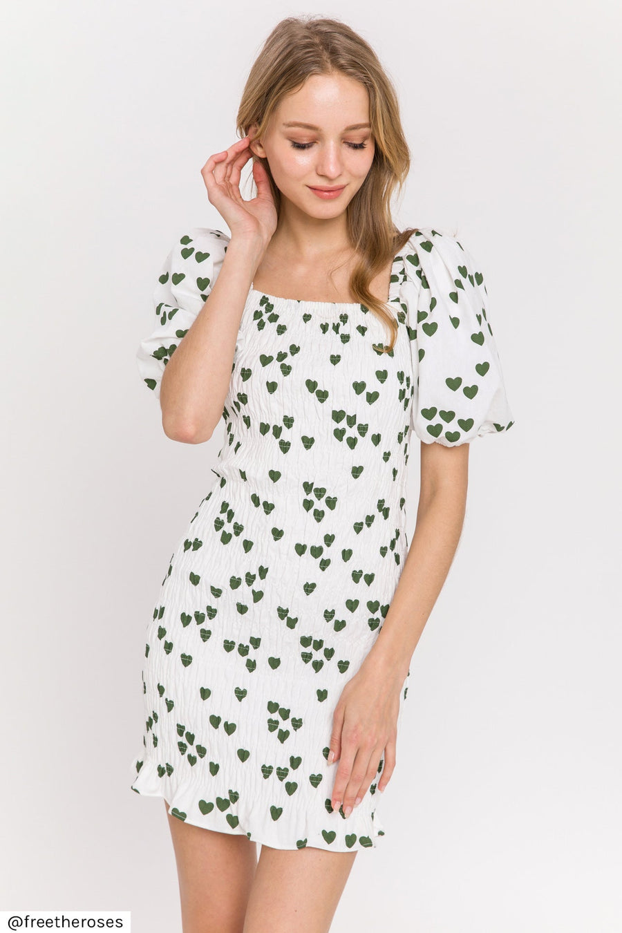 FREE THE ROSES - Heart Print Smocked Dress - DRESSES available at Objectrare