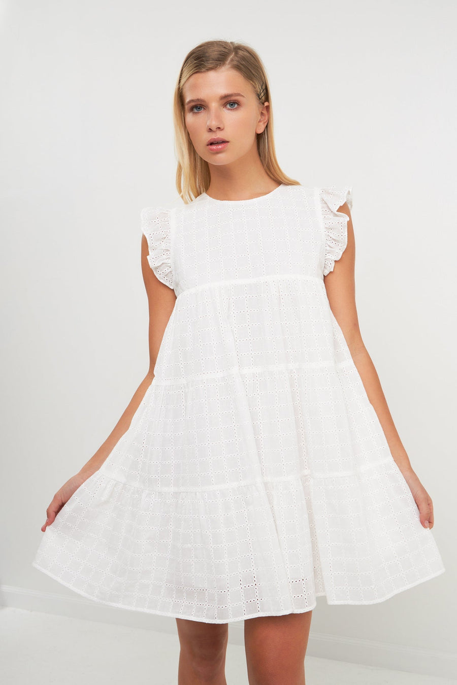 FREE THE ROSES - Eyelet Babydoll Mini Dress - DRESSES available at Objectrare