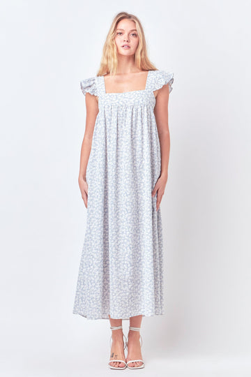 FREE THE ROSES - Floral Print with Embroidery Maxi Dress - DRESSES available at Objectrare