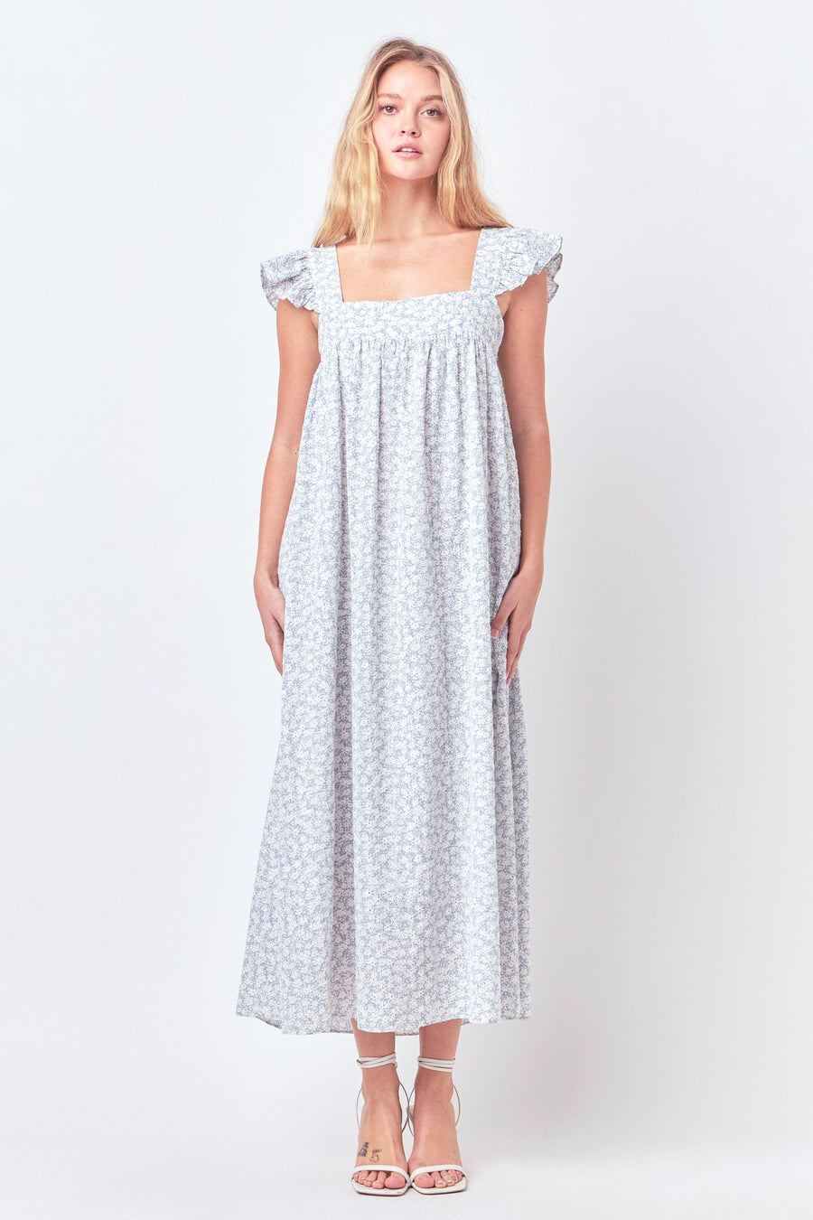 FREE THE ROSES - Floral Print with Embroidery Maxi Dress - DRESSES available at Objectrare