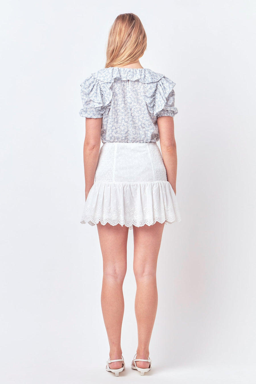 FREE THE ROSES - Floral Print Ruffle Top with Puff Sleeves - TOPS available at Objectrare