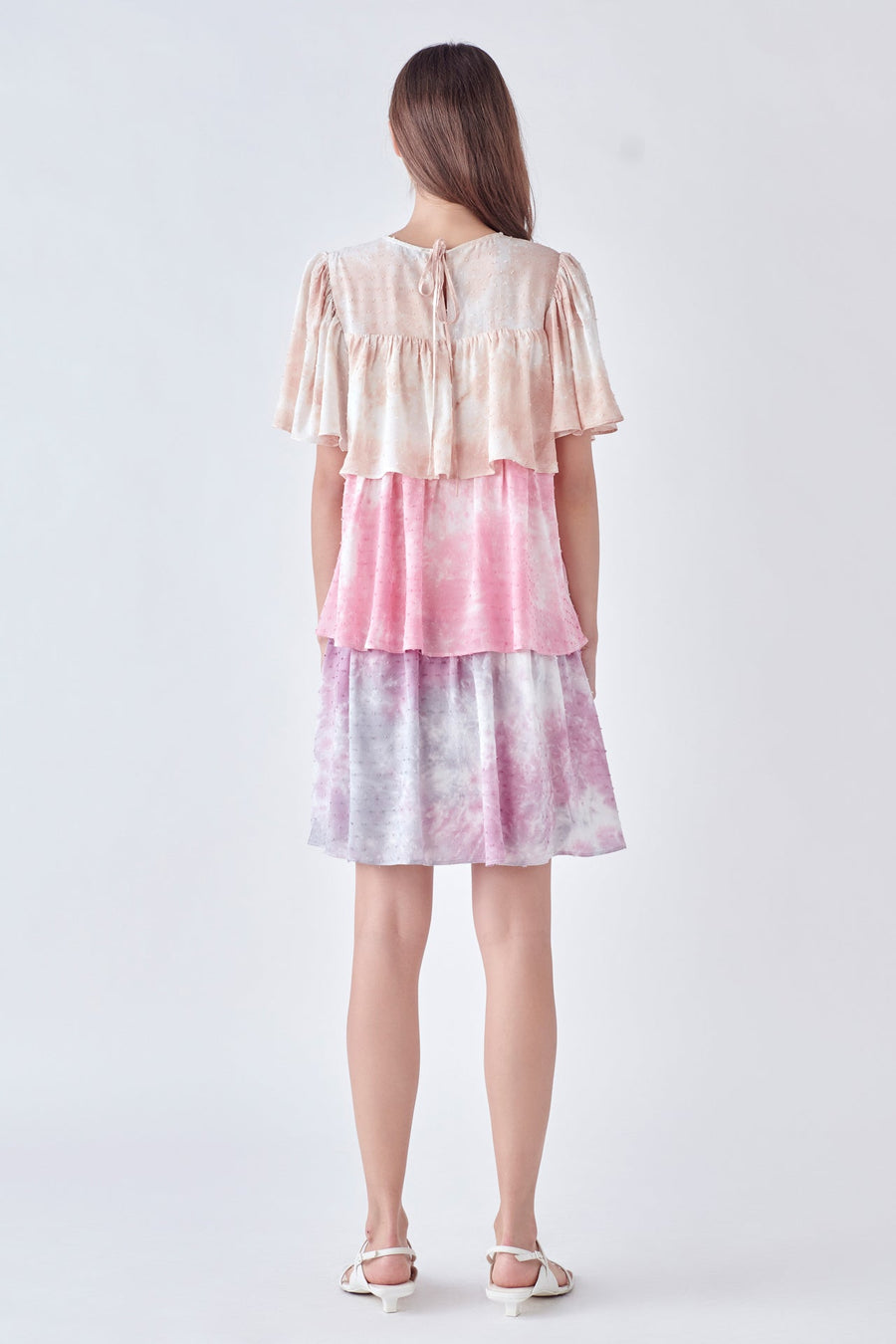 FREE THE ROSES - Tie Dye Swiss Dot Tiered Mini Dress - DRESSES available at Objectrare