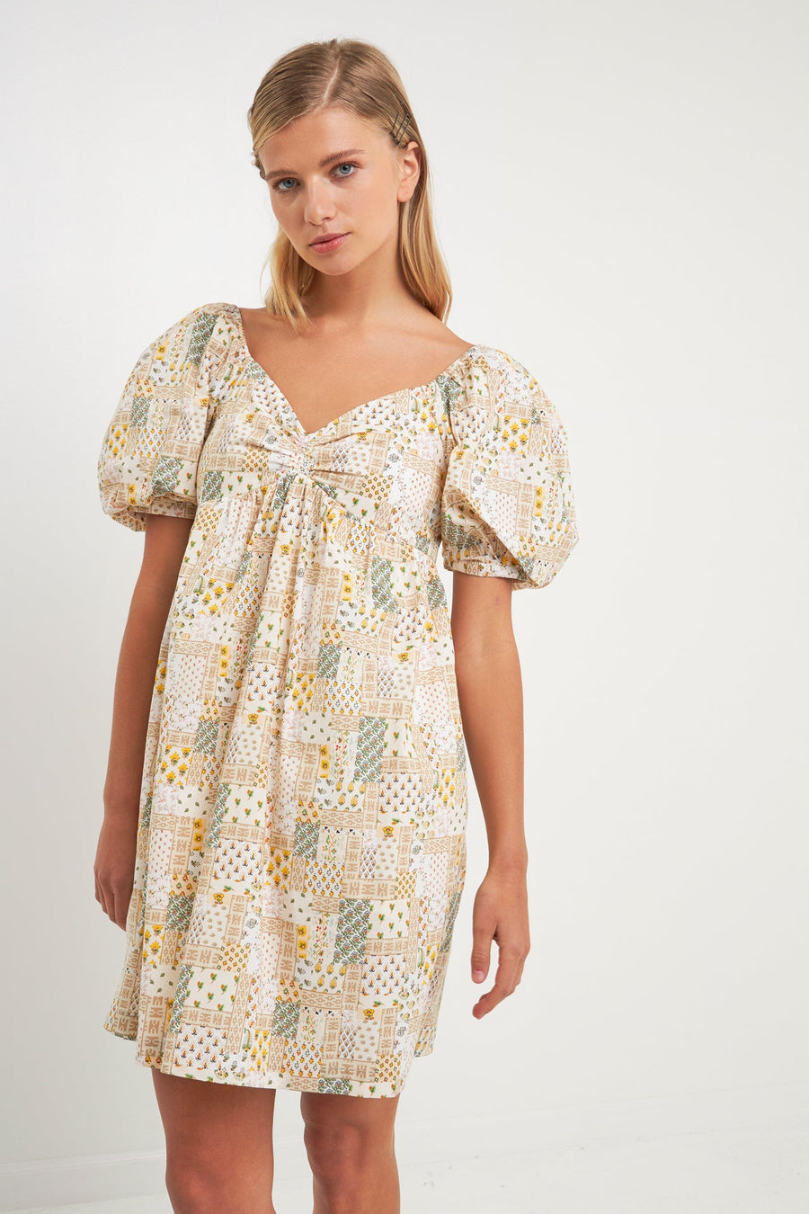 FREE THE ROSES - Printed Babydoll Mini Dress - DRESSES available at Objectrare