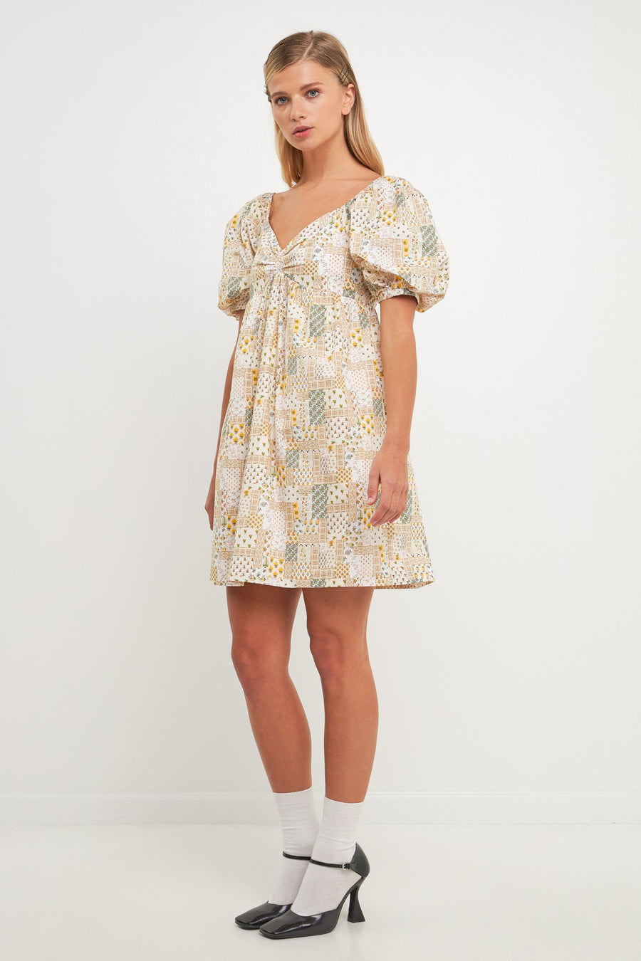 FREE THE ROSES - Printed Babydoll Mini Dress - DRESSES available at Objectrare
