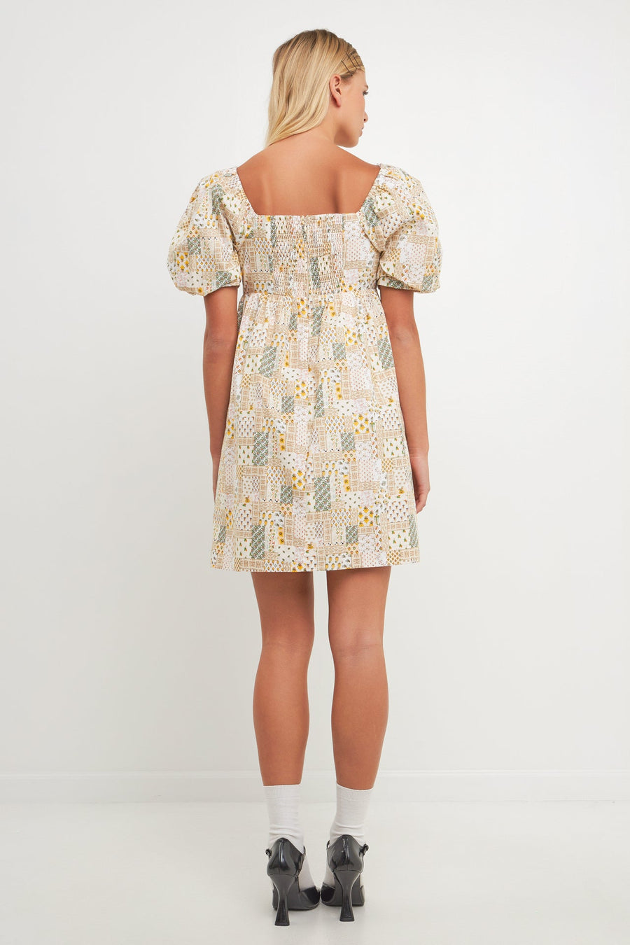 FREE THE ROSES - Printed Babydoll Mini Dress - DRESSES available at Objectrare
