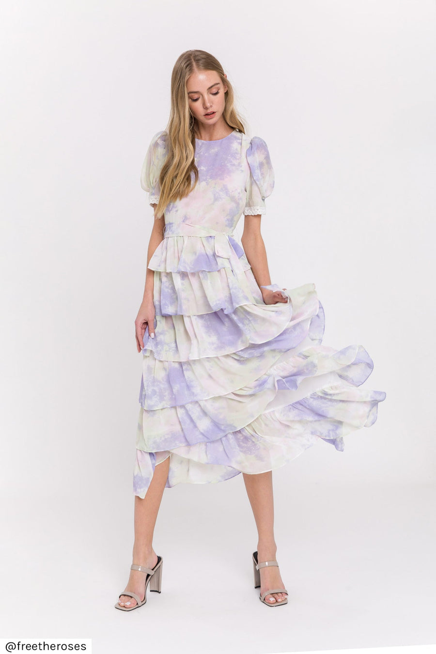 FREE THE ROSES - Tie-Dye Tiered Midi Dress - DRESSES available at Objectrare