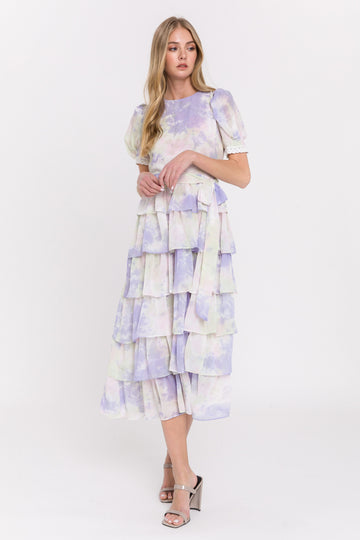 FREE THE ROSES - Tie-Dye Tiered Midi Dress - DRESSES available at Objectrare