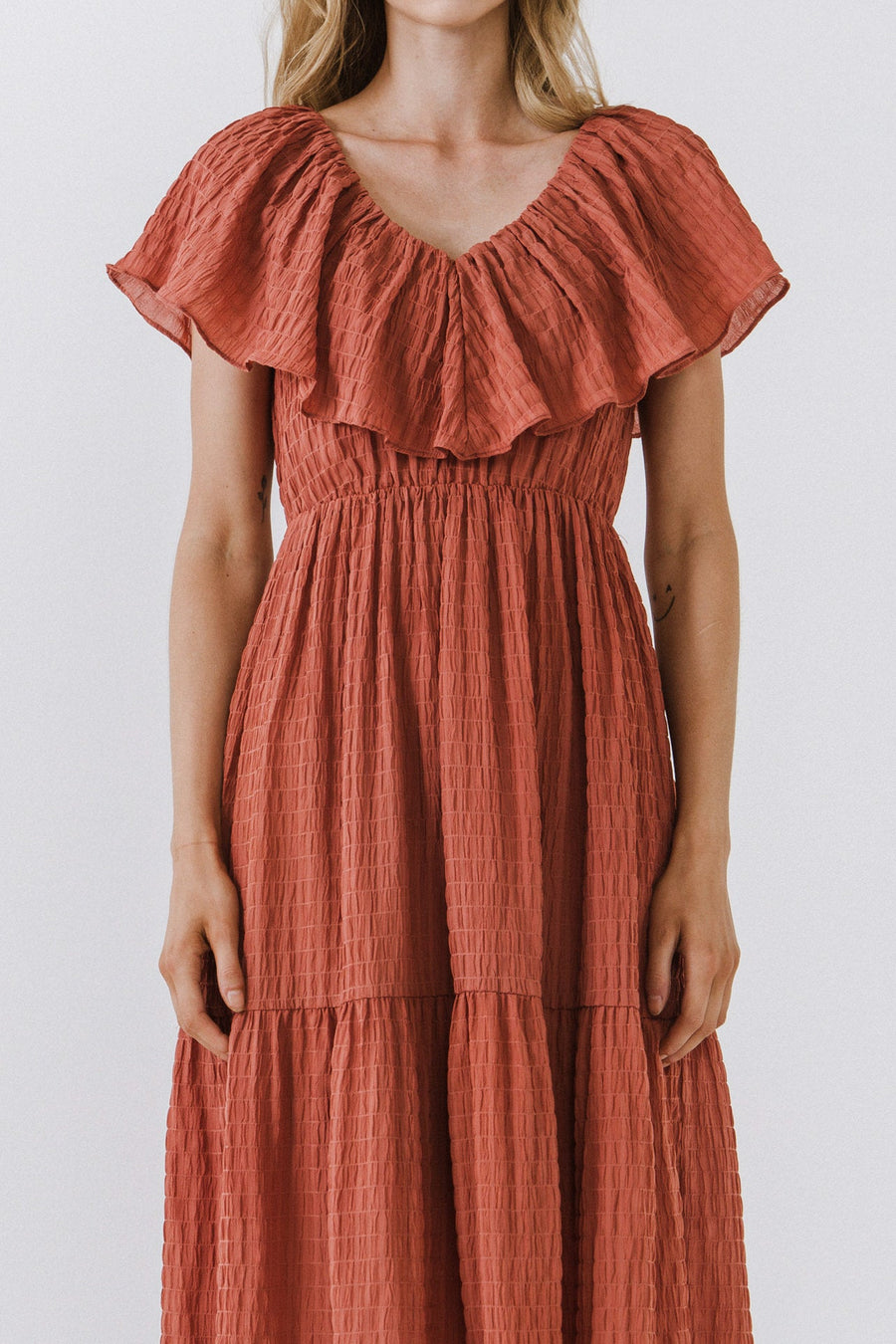 FREE THE ROSES - Midi Dress with Ruffle Detail - DRESSES available at Objectrare