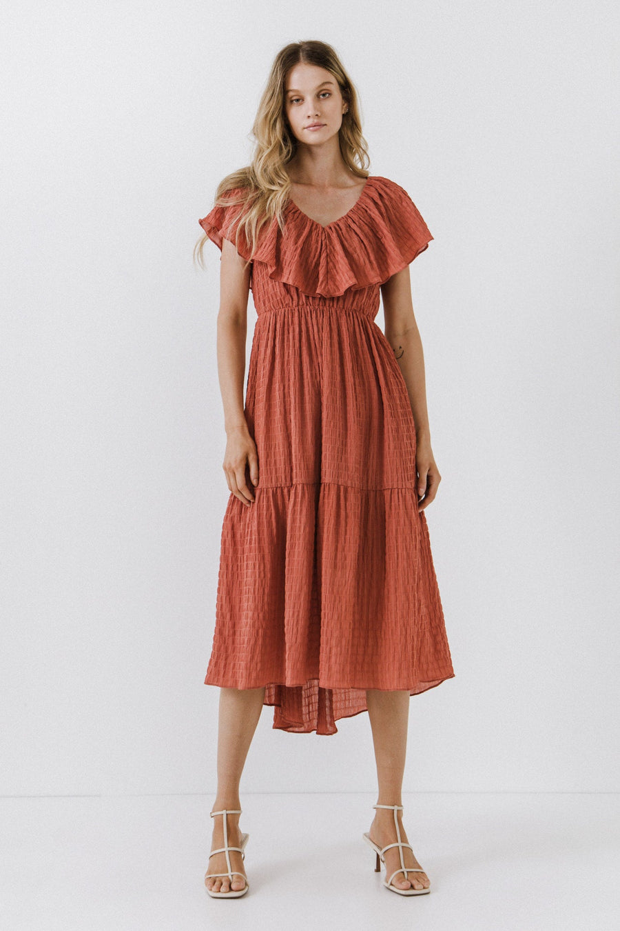 FREE THE ROSES - Midi Dress with Ruffle Detail - DRESSES available at Objectrare