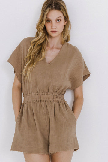 FREE THE ROSES - Relaxed Gauze Romper with Raw Edging - ROMPERS available at Objectrare