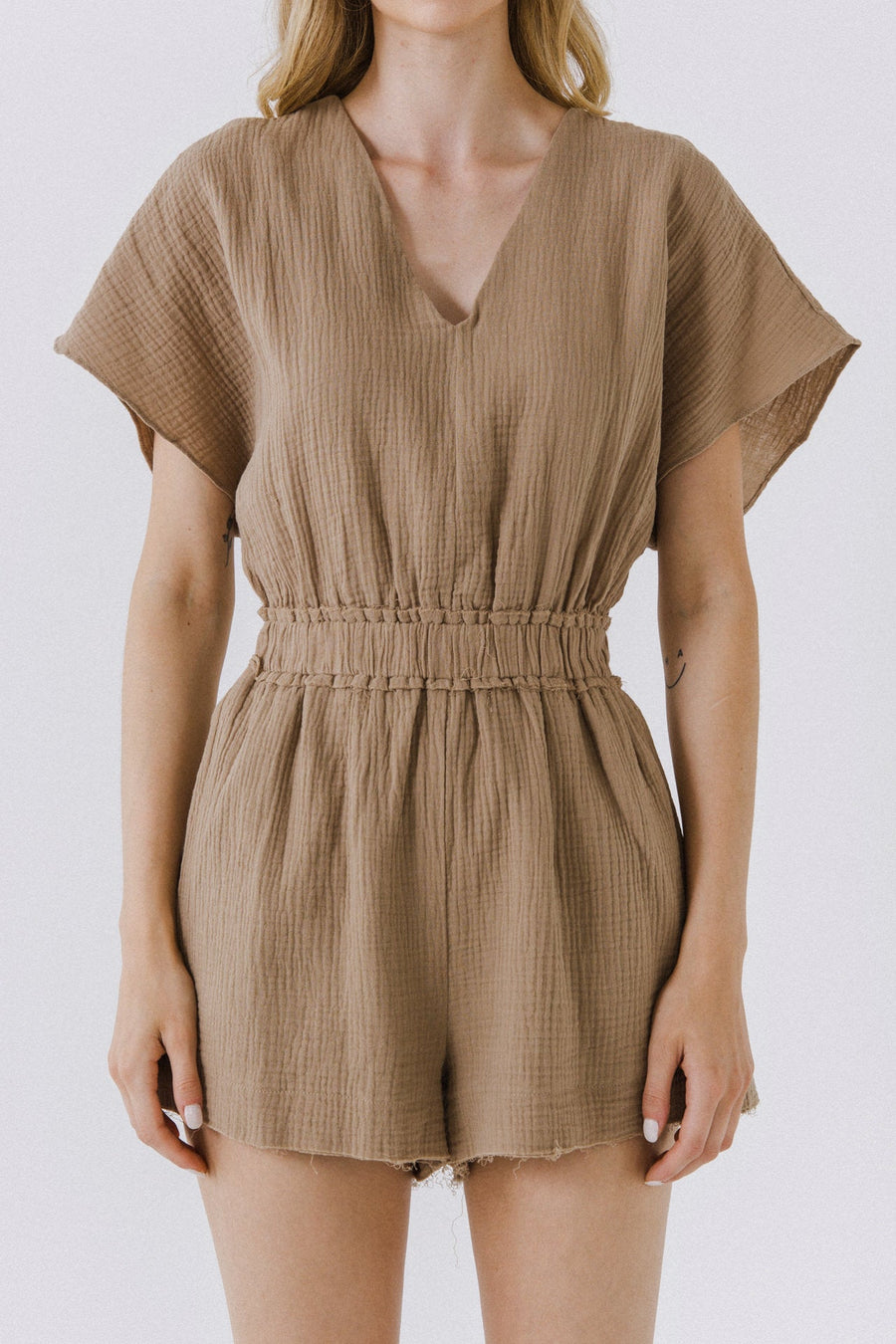 FREE THE ROSES - Relaxed Gauze Romper with Raw Edging - ROMPERS available at Objectrare