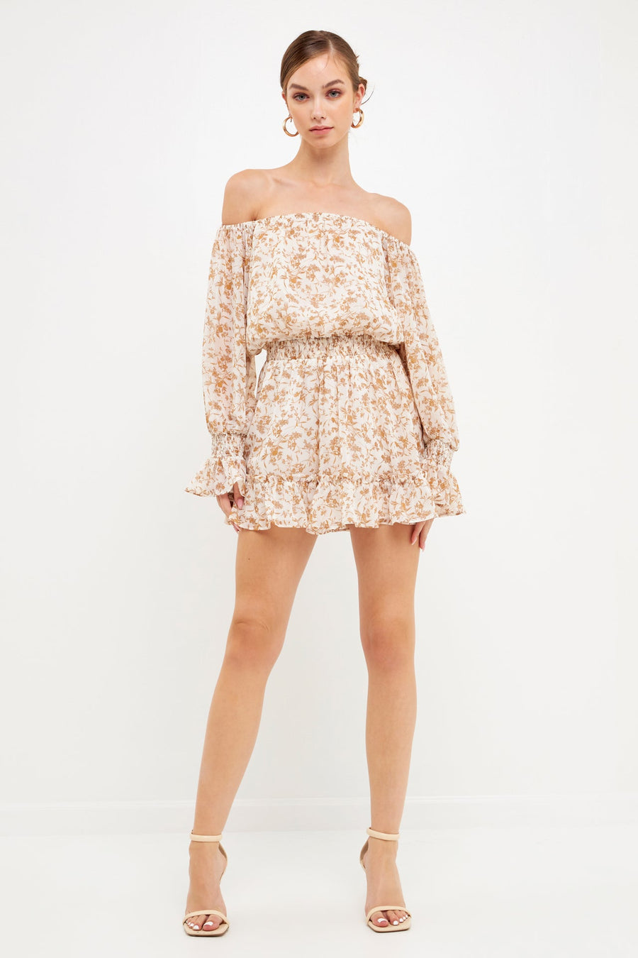 FREE THE ROSES - Baroque Chiffon Floral Long Sleeve Romper - ROMPERS available at Objectrare