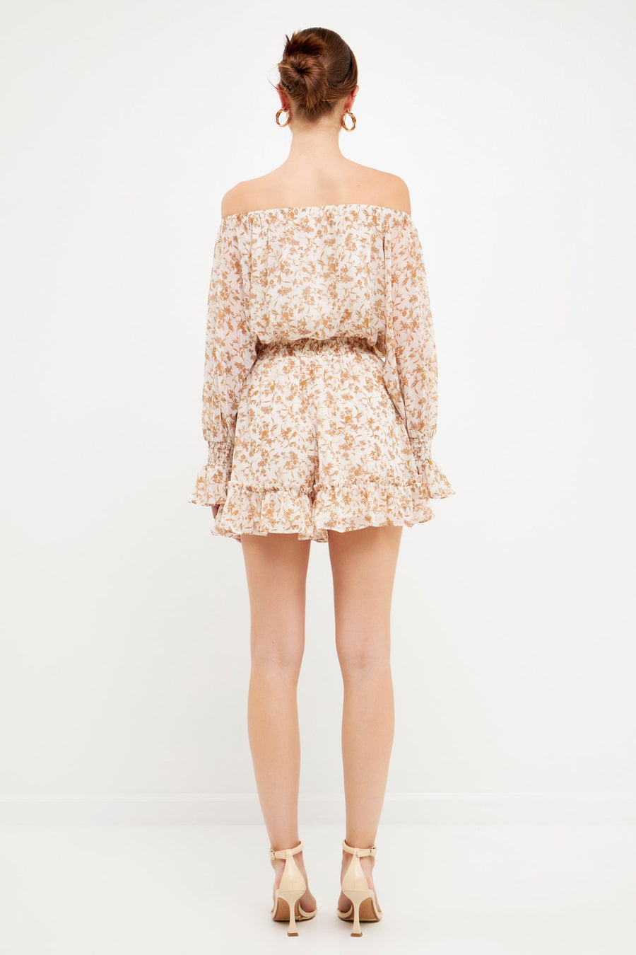 FREE THE ROSES - Baroque Chiffon Floral Long Sleeve Romper - ROMPERS available at Objectrare