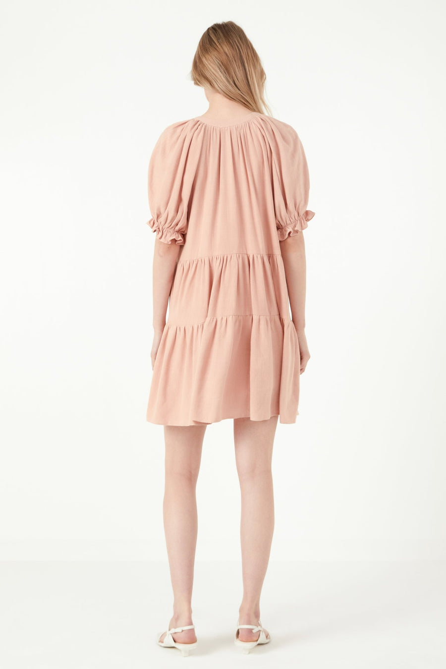 FREE THE ROSES - Solid Tiered Dress With Ruffled Sleeves - DRESSES available at Objectrare