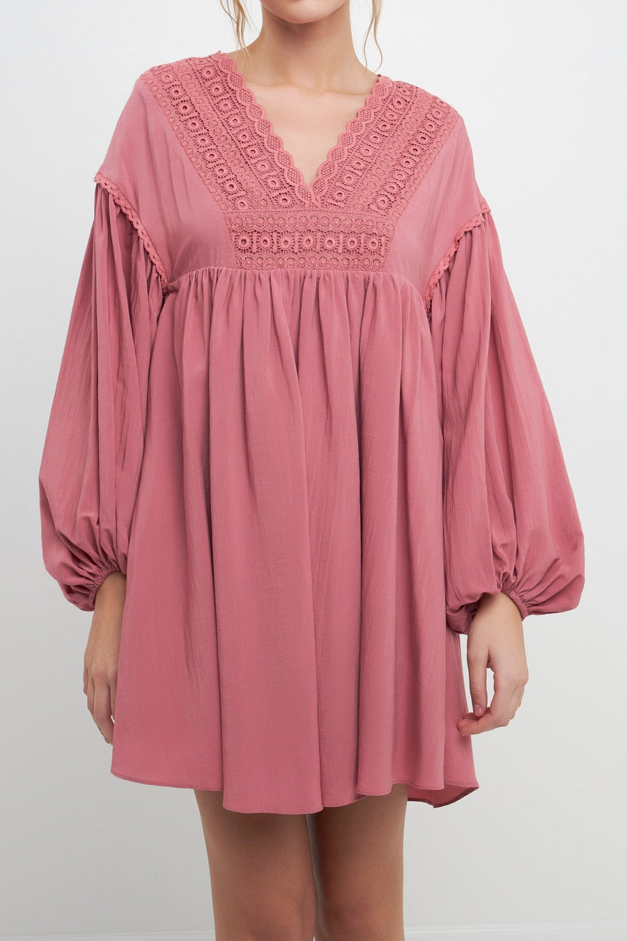 FREE THE ROSES - Laced Blouson Sleeve Shift Dress - DRESSES available at Objectrare