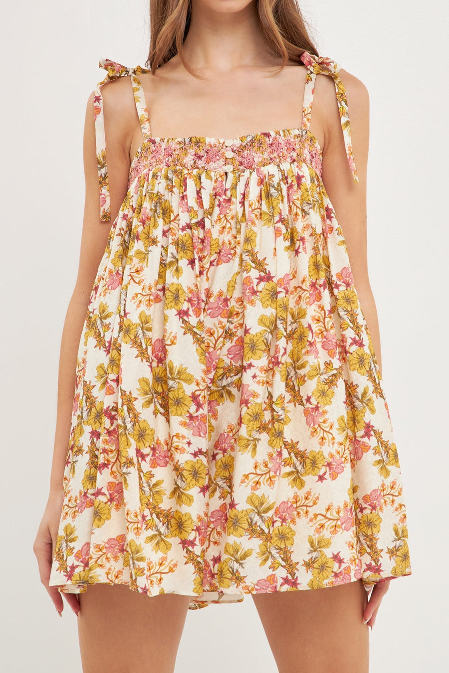 FREE THE ROSES - Bow Tie Floral Flounced Romper - ROMPERS available at Objectrare