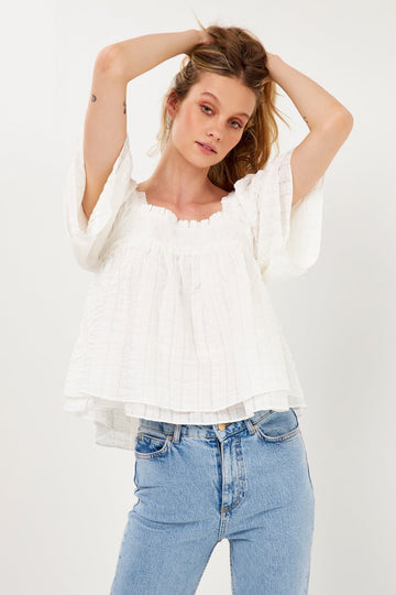 FREE THE ROSES - Textured Crinkle Double Flutter Top - TOPS available at Objectrare