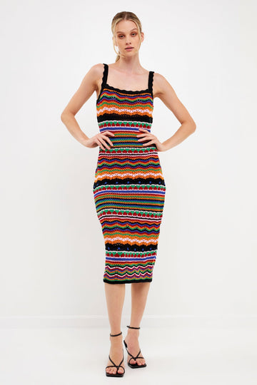 FREE THE ROSES - Crochet Multi Color Maxi Dress - DRESSES available at Objectrare