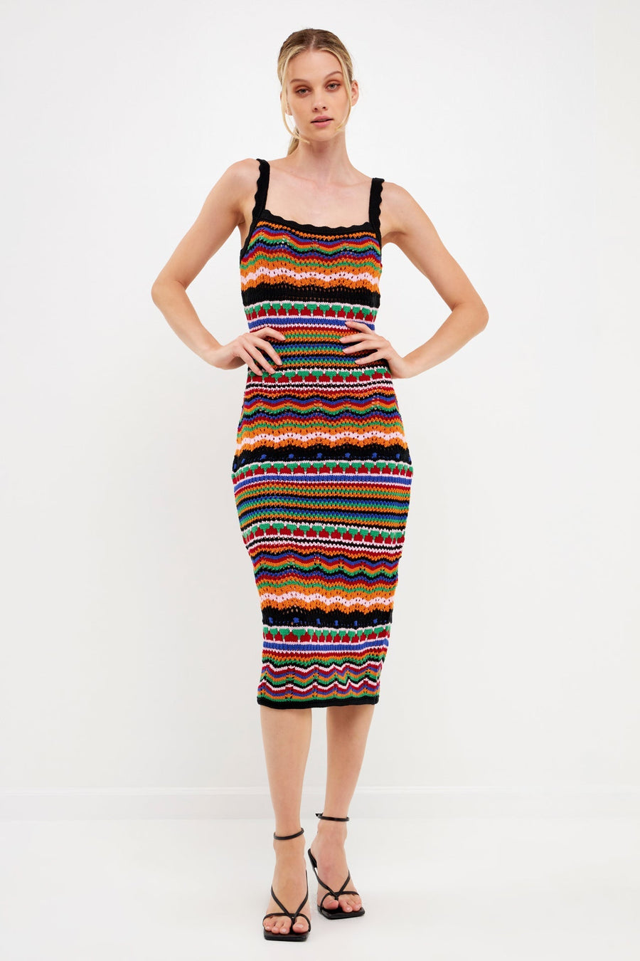 FREE THE ROSES - Crochet Multi Color Maxi Dress - DRESSES available at Objectrare