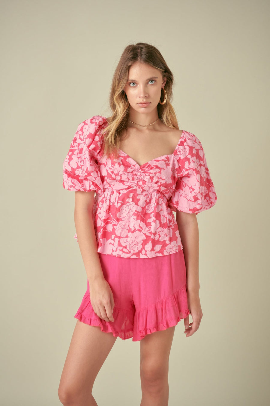 FREE THE ROSES - Floral Puff Sleeve Top - TOPS available at Objectrare
