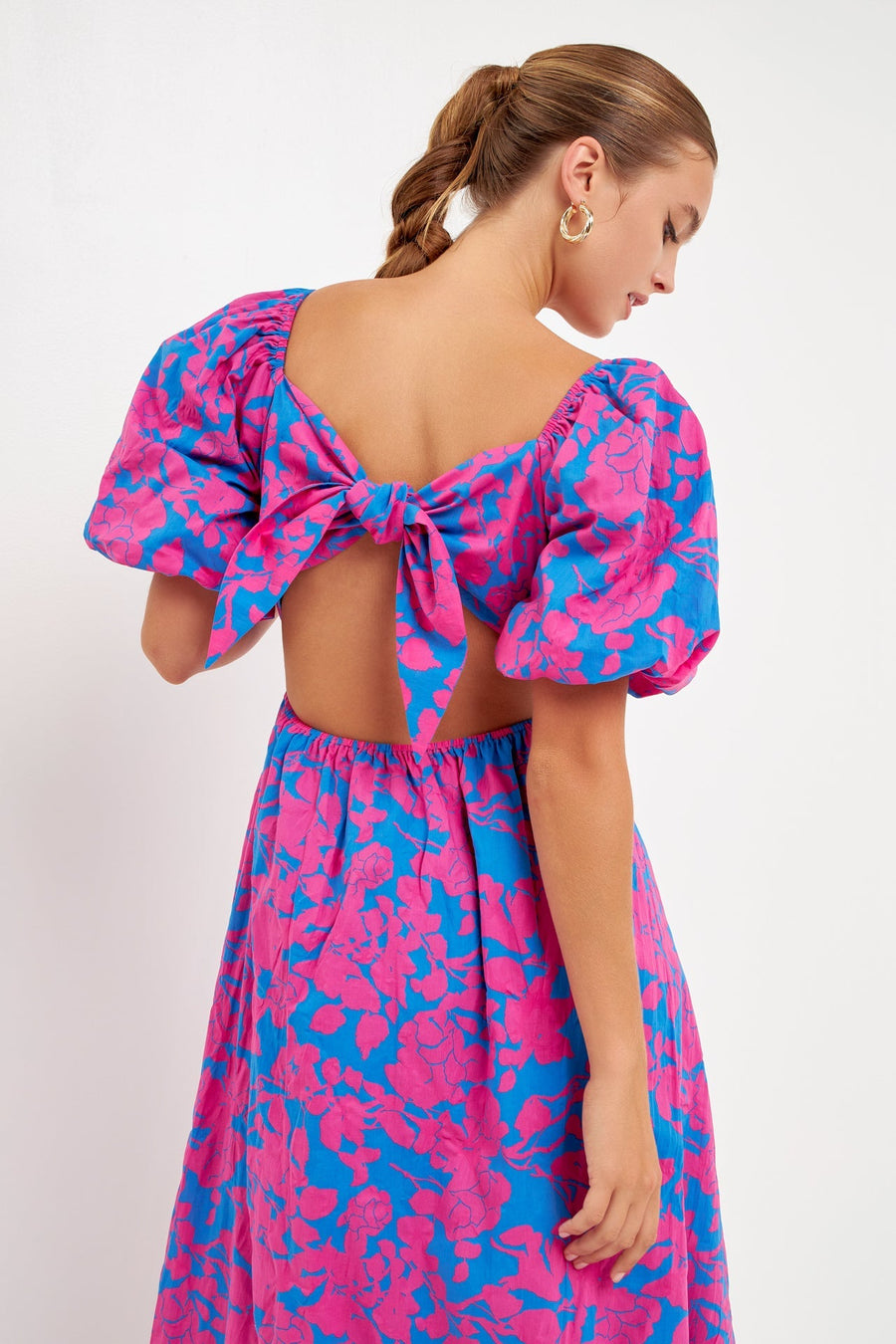 floral print cotton maxi dress free the roses English Factory