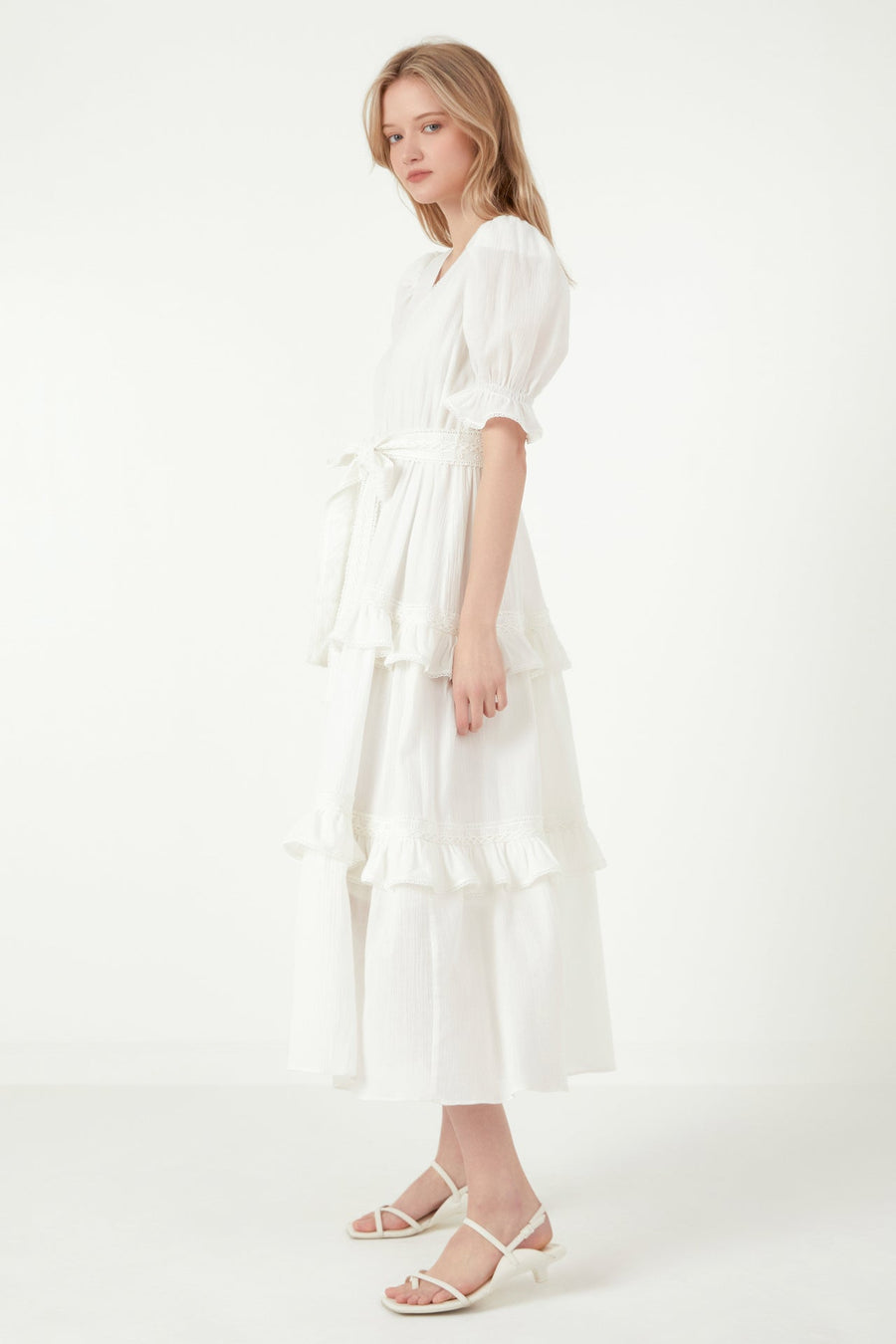 FREE THE ROSES - Ruffled Lace Trim Duster Maxi Dress - DRESSES available at Objectrare