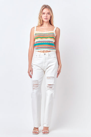 FREE THE ROSES - Crochet Knit Top - TOPS available at Objectrare
