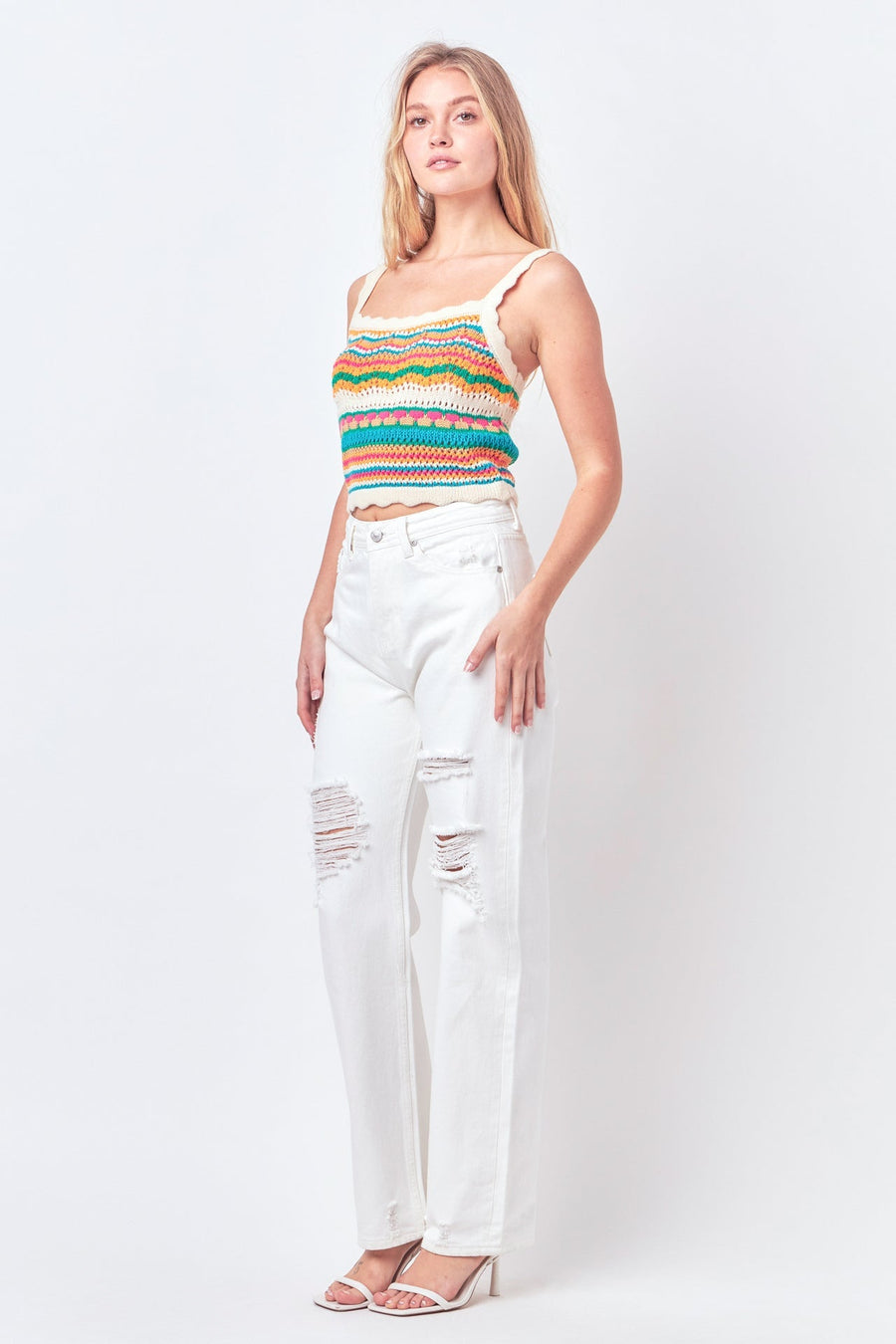 FREE THE ROSES - Crochet Knit Top - TOPS available at Objectrare