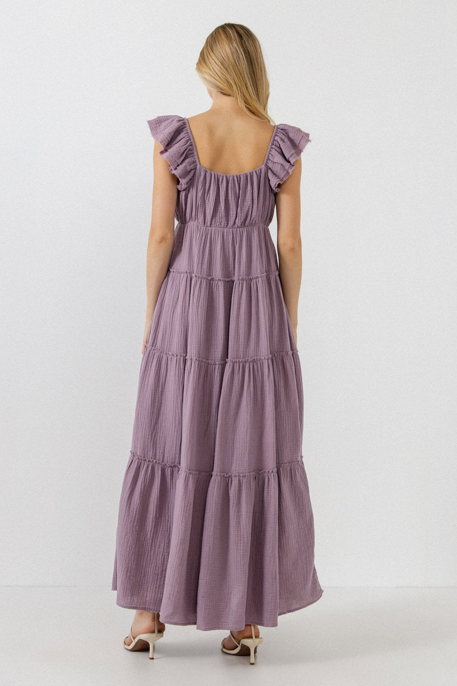 FREE THE ROSES - Raw Edge Details Sweetheart Maxi Boho Dress - DRESSES available at Objectrare