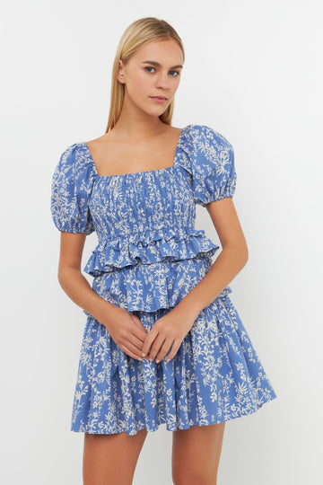 FREE THE ROSES - Floral Smocked Tiered Mini Dress - DRESSES available at Objectrare