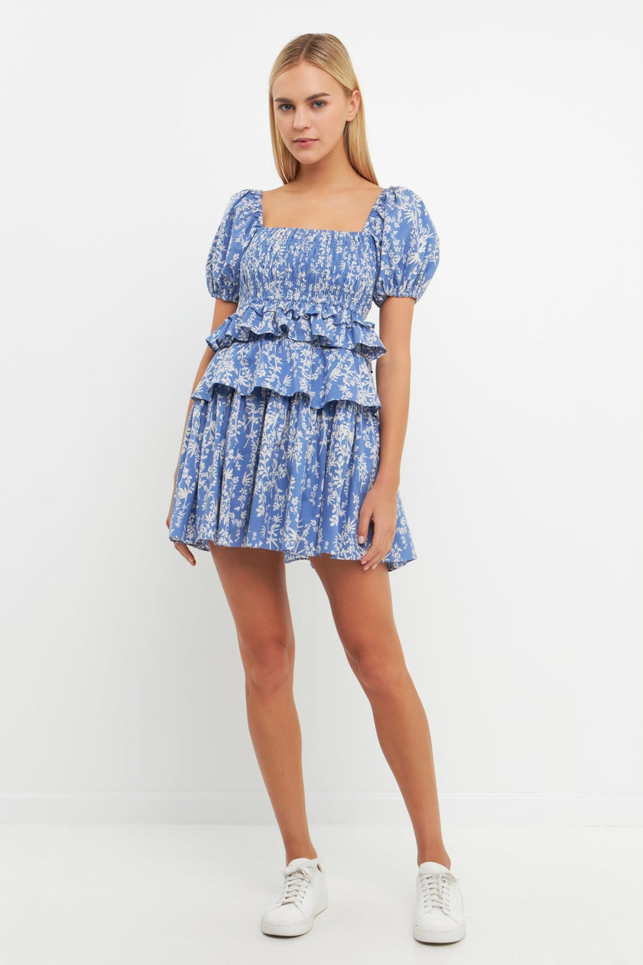 FREE THE ROSES - Floral Smocked Tiered Mini Dress - DRESSES available at Objectrare