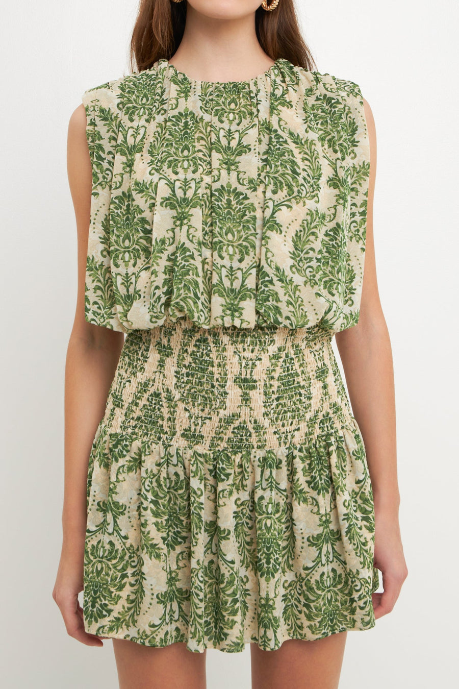FREE THE ROSES - Chiffon Baroque Print Mini Dress - DRESSES available at Objectrare