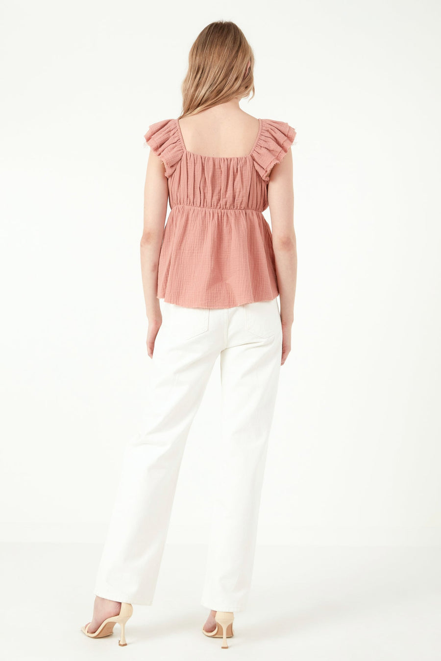 FREE THE ROSES - Sweet Heart Neck Raw Edge Top - TOPS available at Objectrare