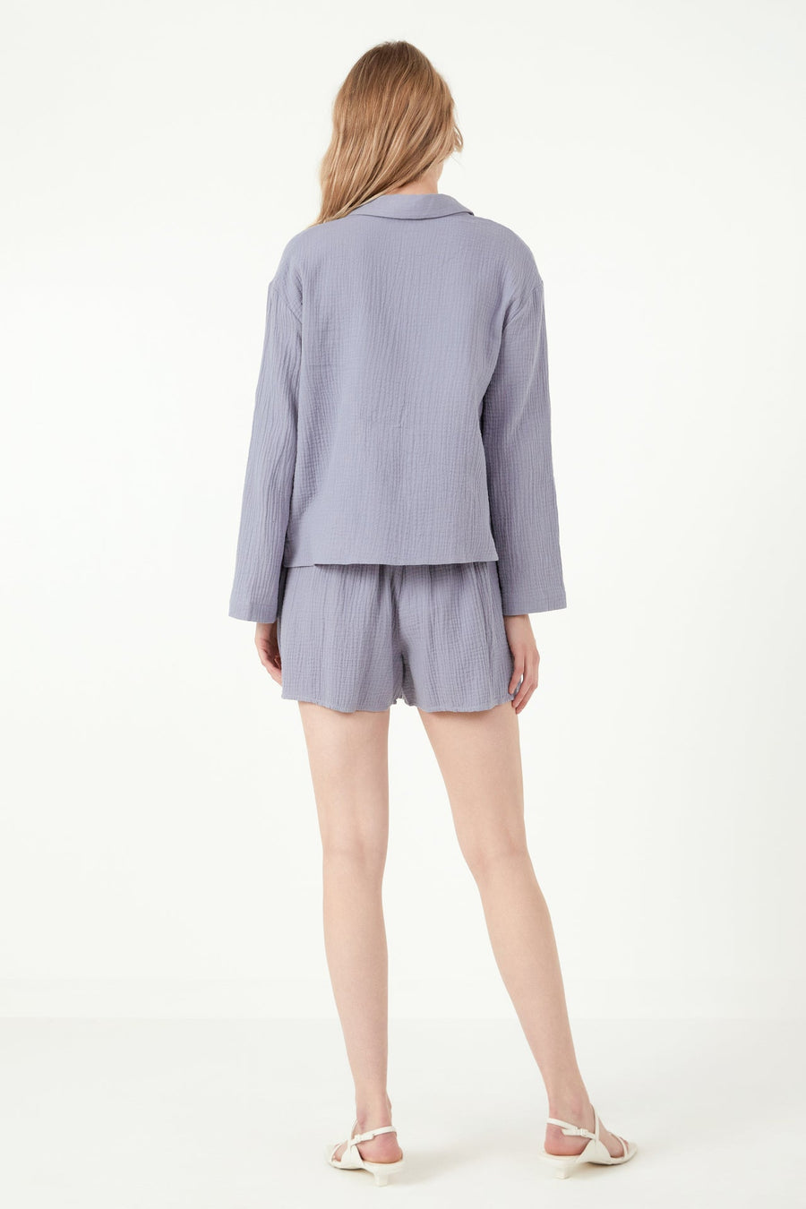 FREE THE ROSES - Gauze Corralled Top With Wide Sleeves and Slide Slit - TOPS available at Objectrare