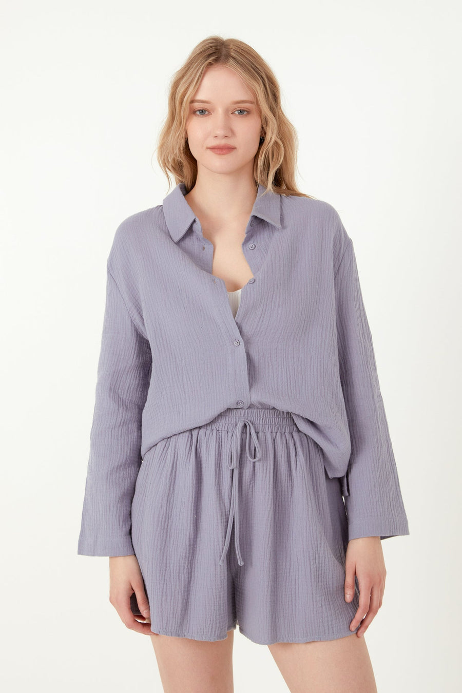FREE THE ROSES - Gauze Corralled Top With Wide Sleeves and Slide Slit - TOPS available at Objectrare