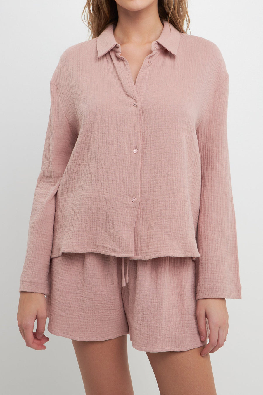 FREE THE ROSES - Gauze Corralled Top With Wide Sleeves and Slide Slit - TOPS available at Objectrare