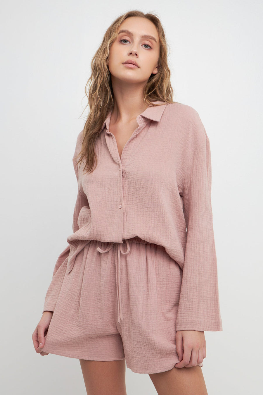 FREE THE ROSES - Gauze Corralled Top With Wide Sleeves and Slide Slit - TOPS available at Objectrare