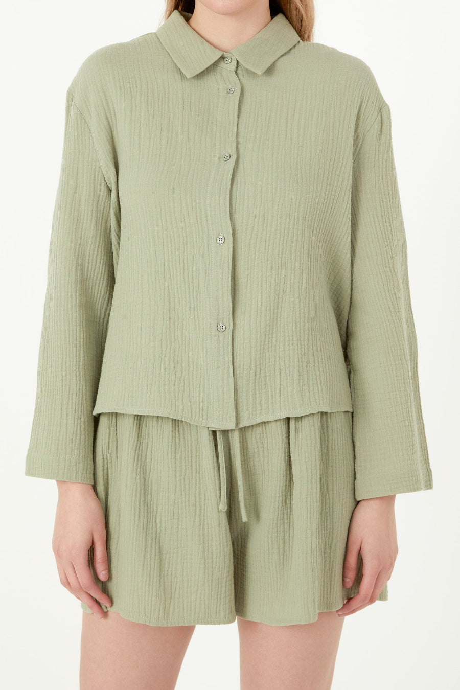 FREE THE ROSES - Gauze Corralled Top With Wide Sleeves and Slide Slit - TOPS available at Objectrare