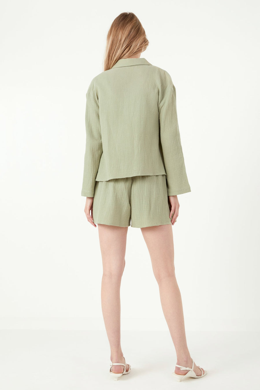 FREE THE ROSES - Gauze Corralled Top With Wide Sleeves and Slide Slit - TOPS available at Objectrare