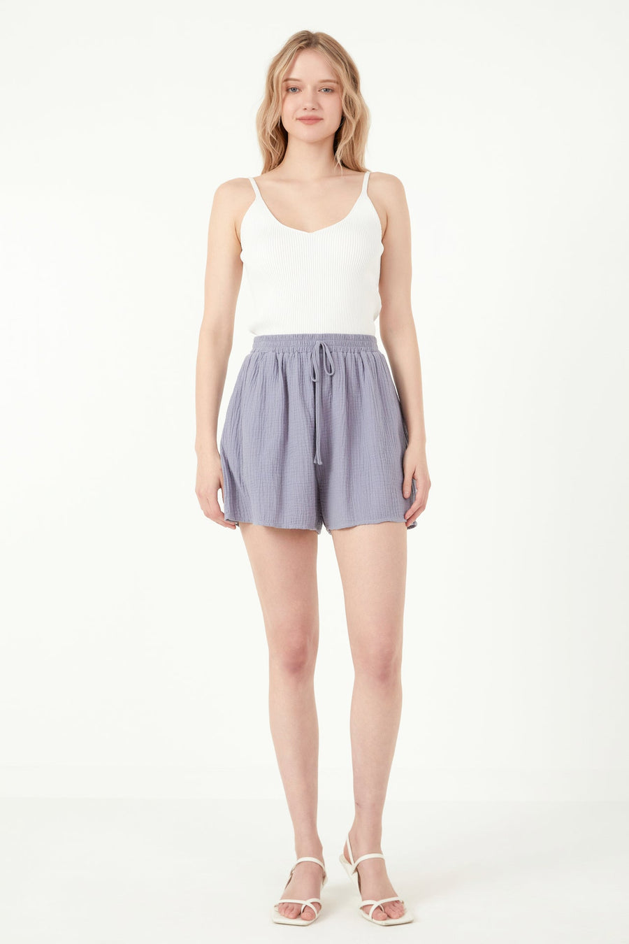 FREE THE ROSES - Gauze Shorts With Thick Elastic Band And Pockets - SHORTS available at Objectrare