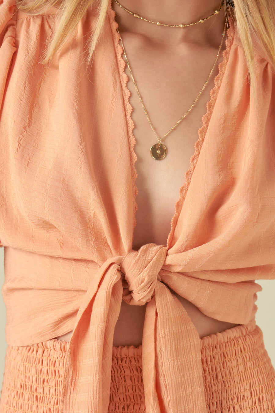 FREE THE ROSES - Free The Roses - Cropped Front Tie Puff Sleeve - TOPS available at Objectrare