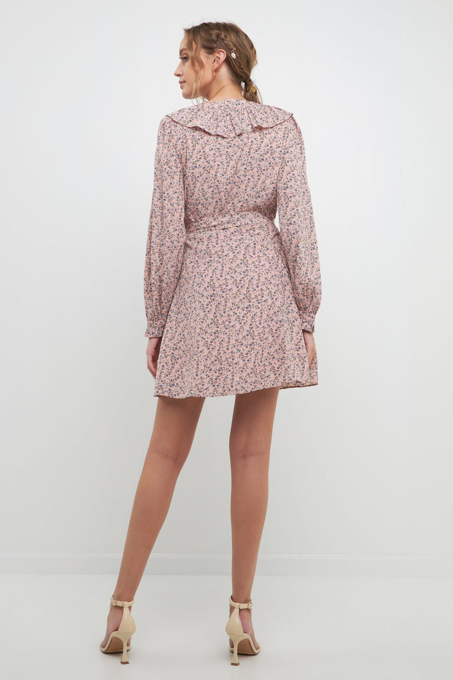 FREE THE ROSES - Wrapped Mini Dress with Ruffled Neckline - DRESSES available at Objectrare
