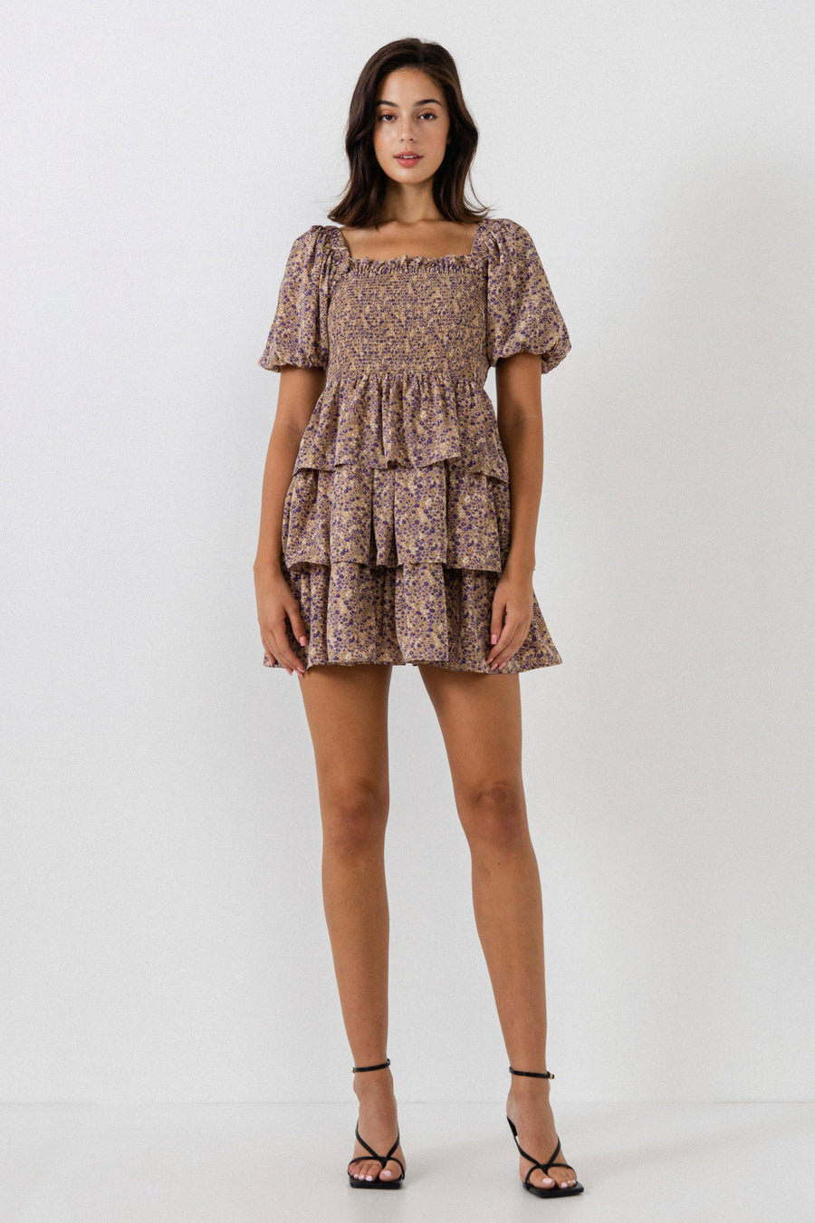 FREE THE ROSES - Puff Sleeve Ruffled Mini Dress - DRESSES available at Objectrare