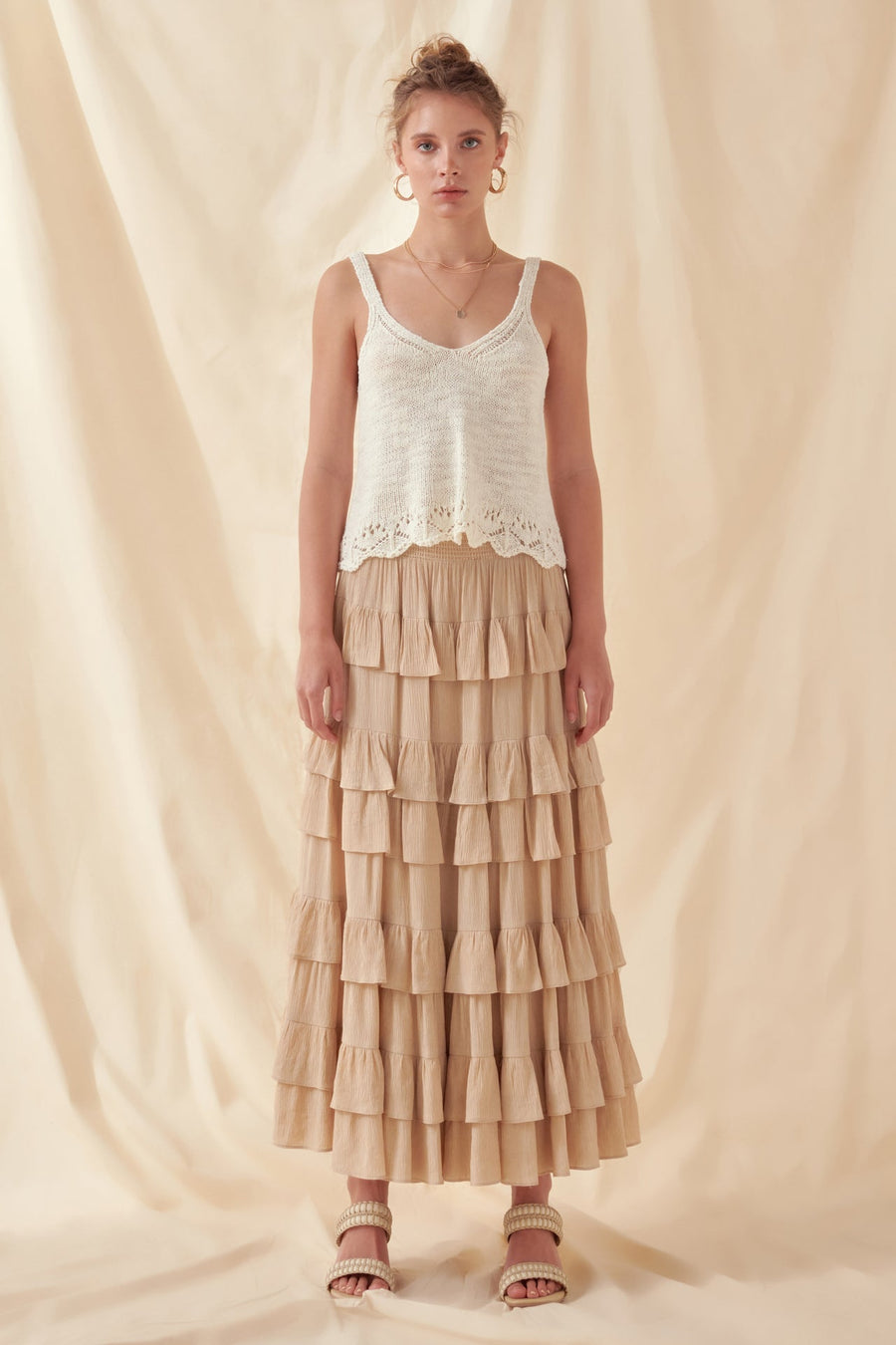 FREE THE ROSES - Knitted Scalloped Crop Top - CAMI TOPS & TANK available at Objectrare