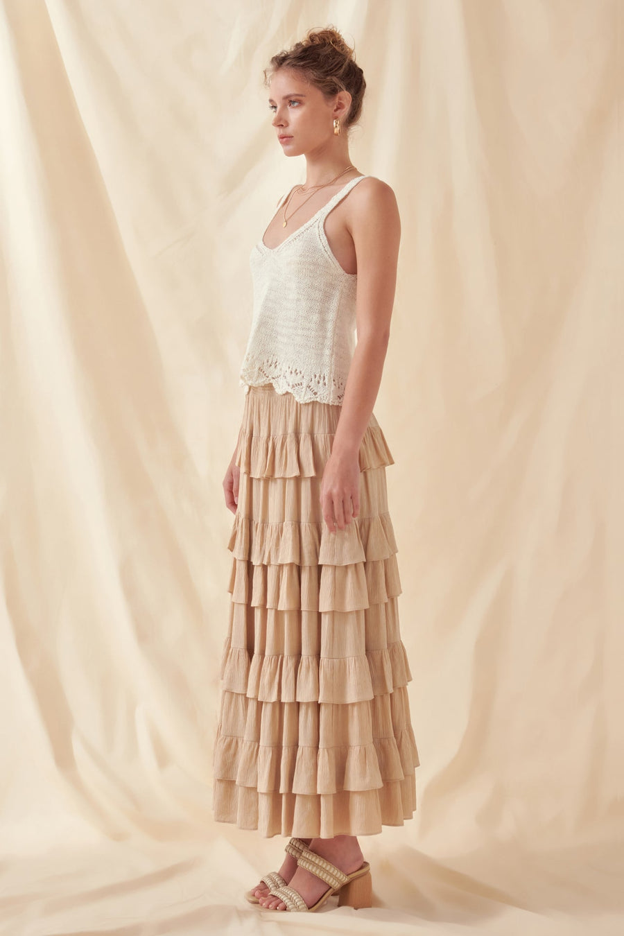 FREE THE ROSES - Knitted Scalloped Crop Top - CAMI TOPS & TANK available at Objectrare