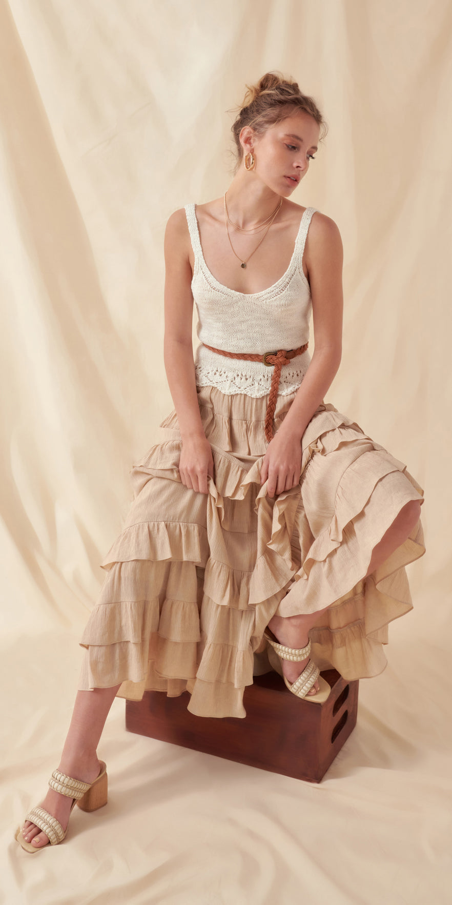 FREE THE ROSES - Knitted Scalloped Crop Top - CAMI TOPS & TANK available at Objectrare